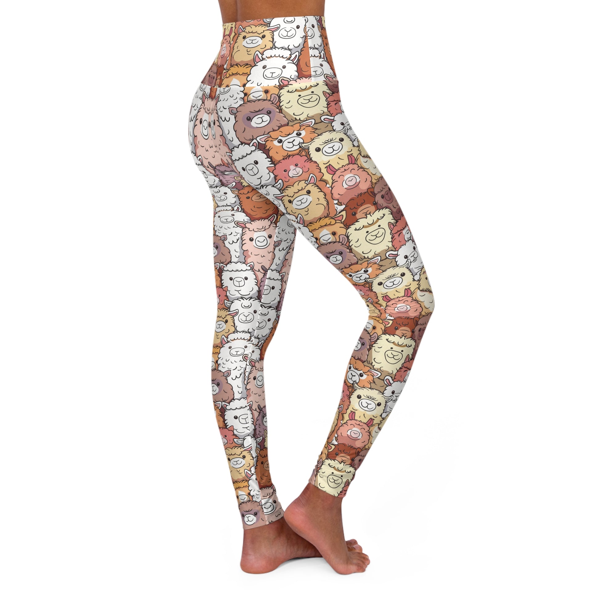 Cute Alpacas High Waisted Yoga Leggings Right