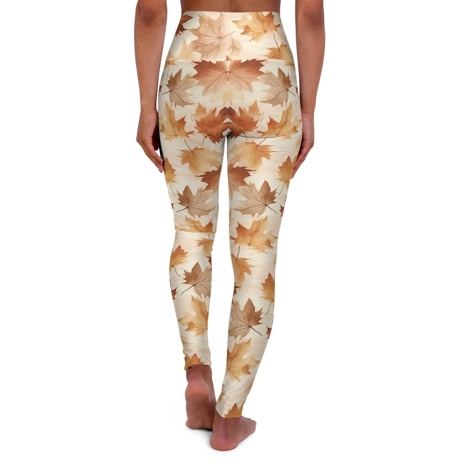 Autumn Leaves High Waisted Yoga Leggings Back