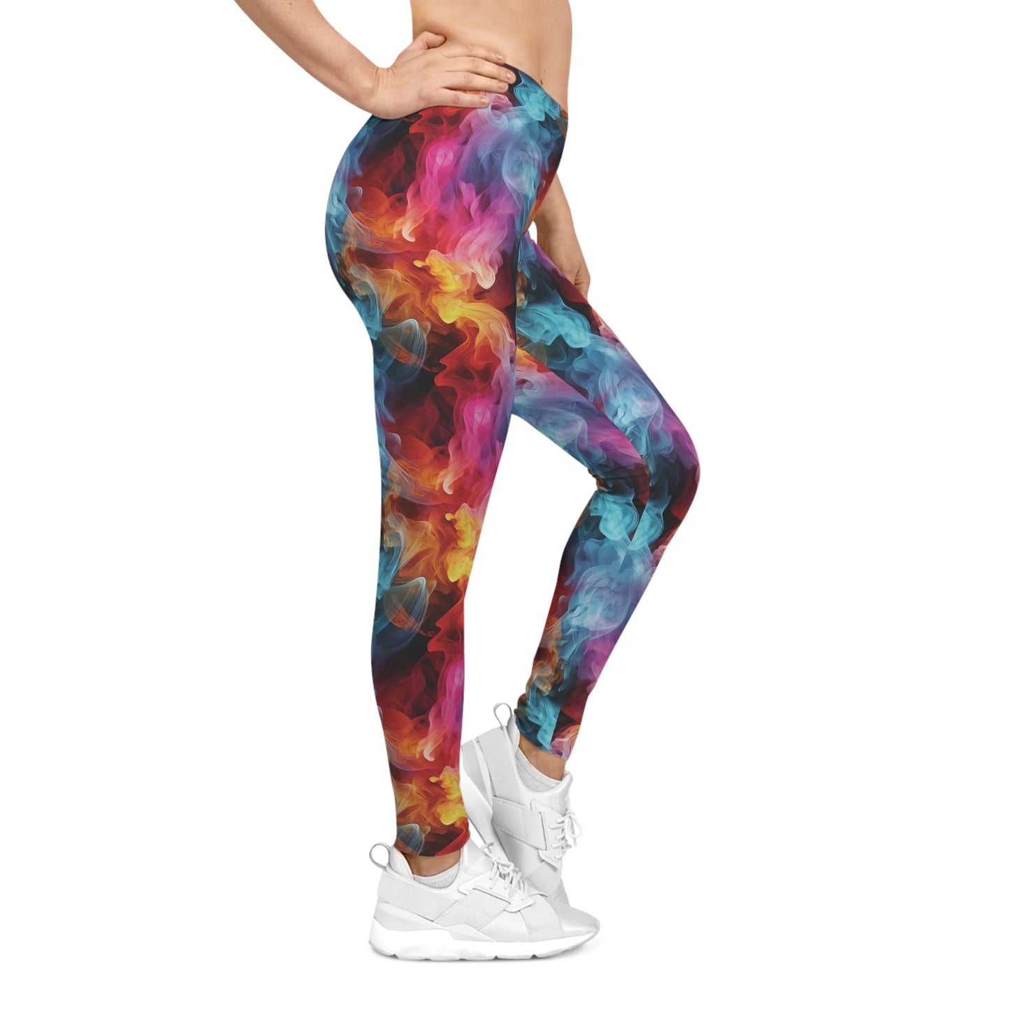 Leggings with Vibrant Colorful Smoke Pattern Right