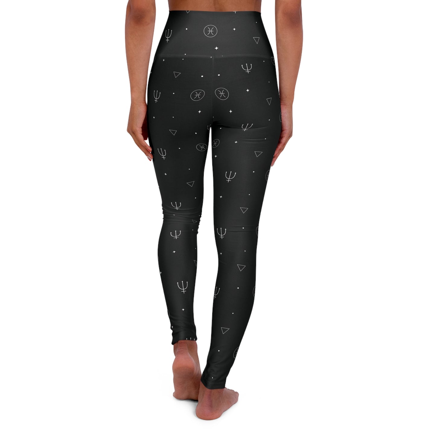 Pisces Zodiac Sign High Waisted Leggings Back