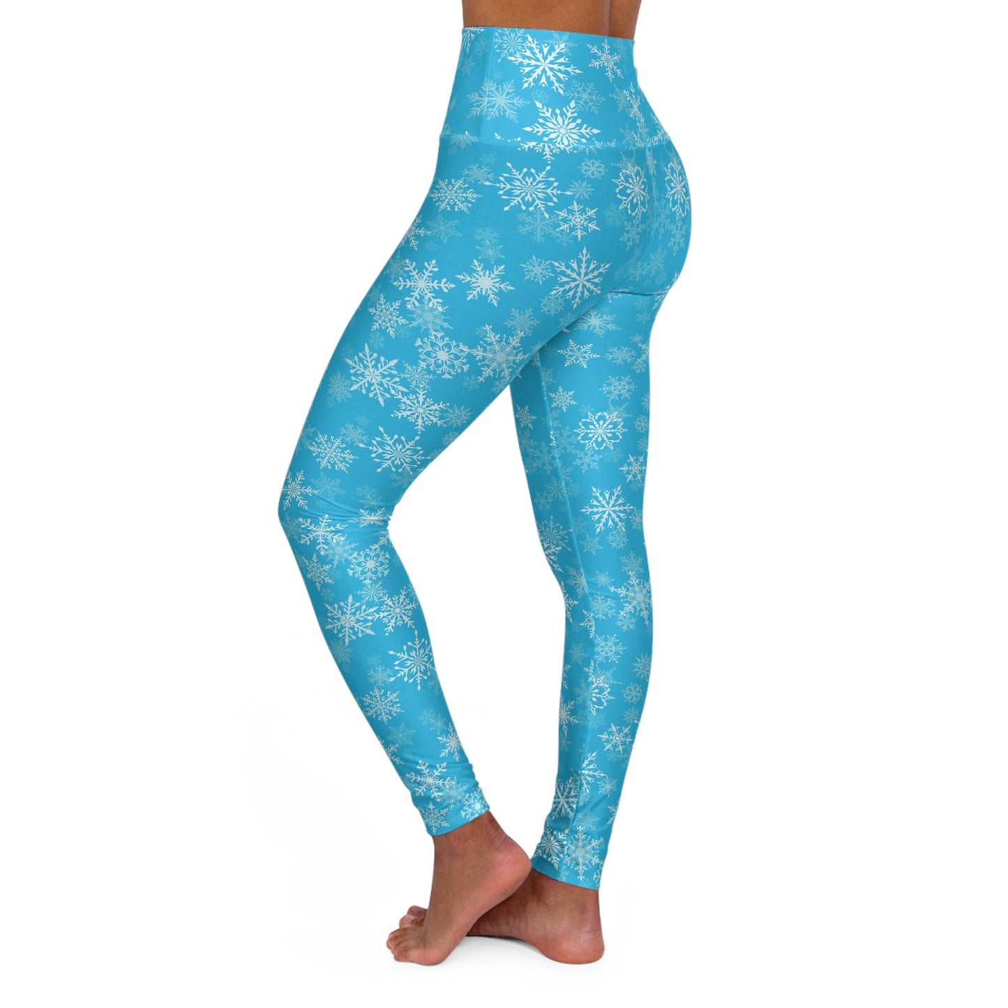 Falling Snowflakes High Waisted Leggings Left