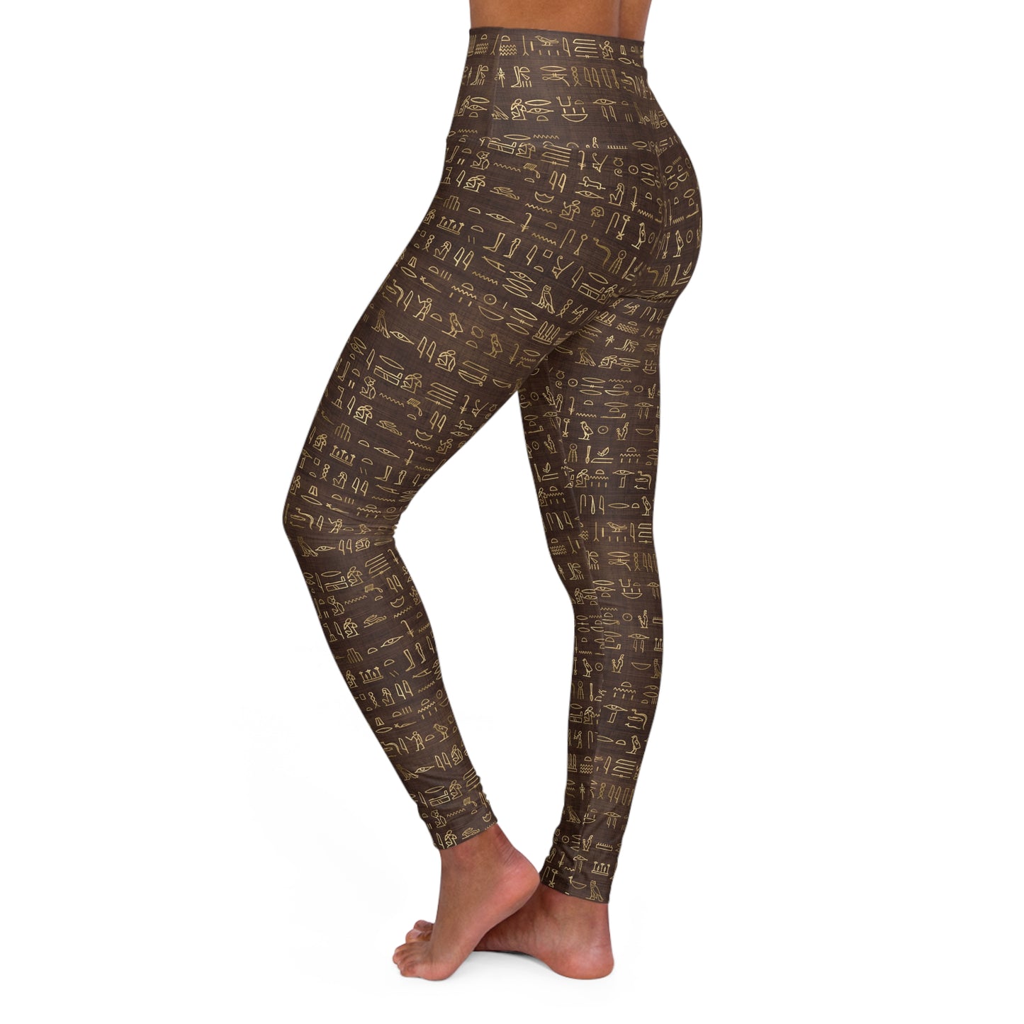 Egyptian Hieroglyphics High Waisted Yoga Leggings Left