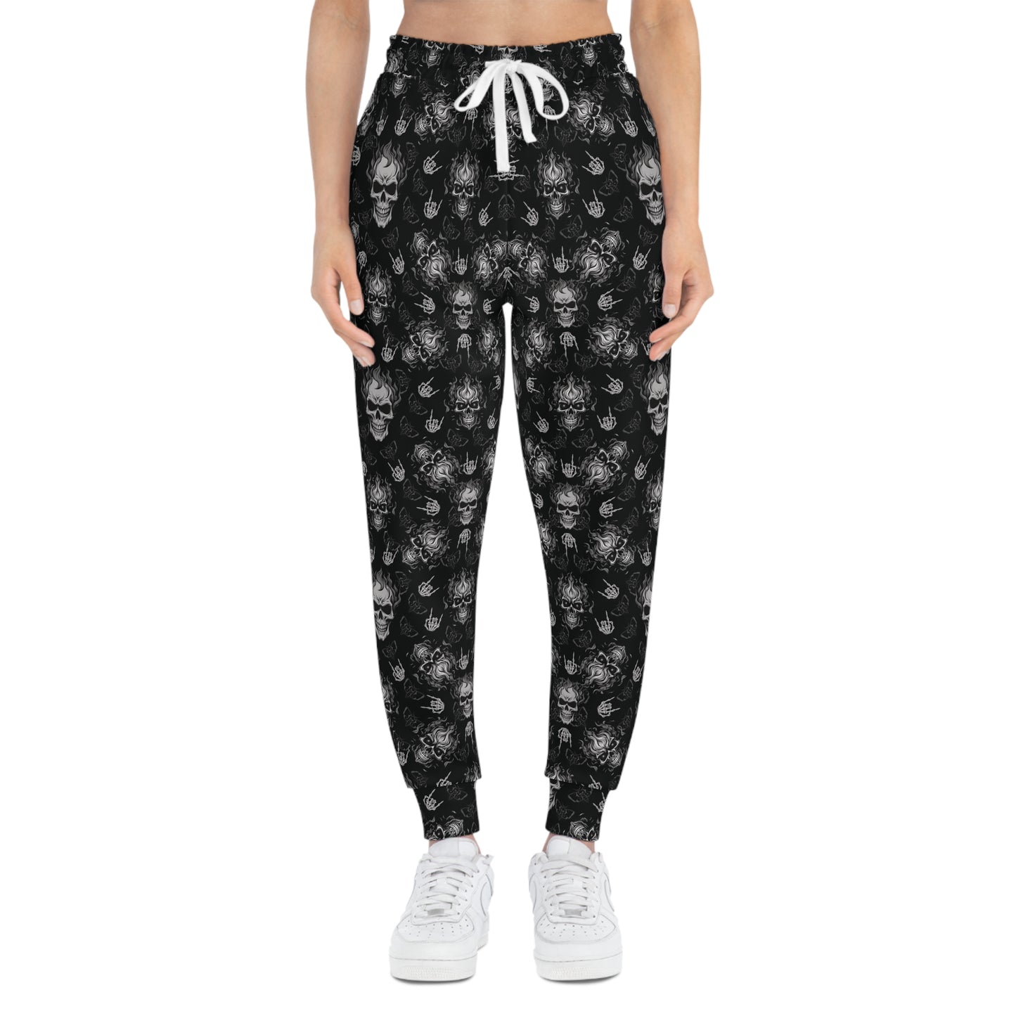 Heavy Metal Skull Athletic Joggers Woman Front