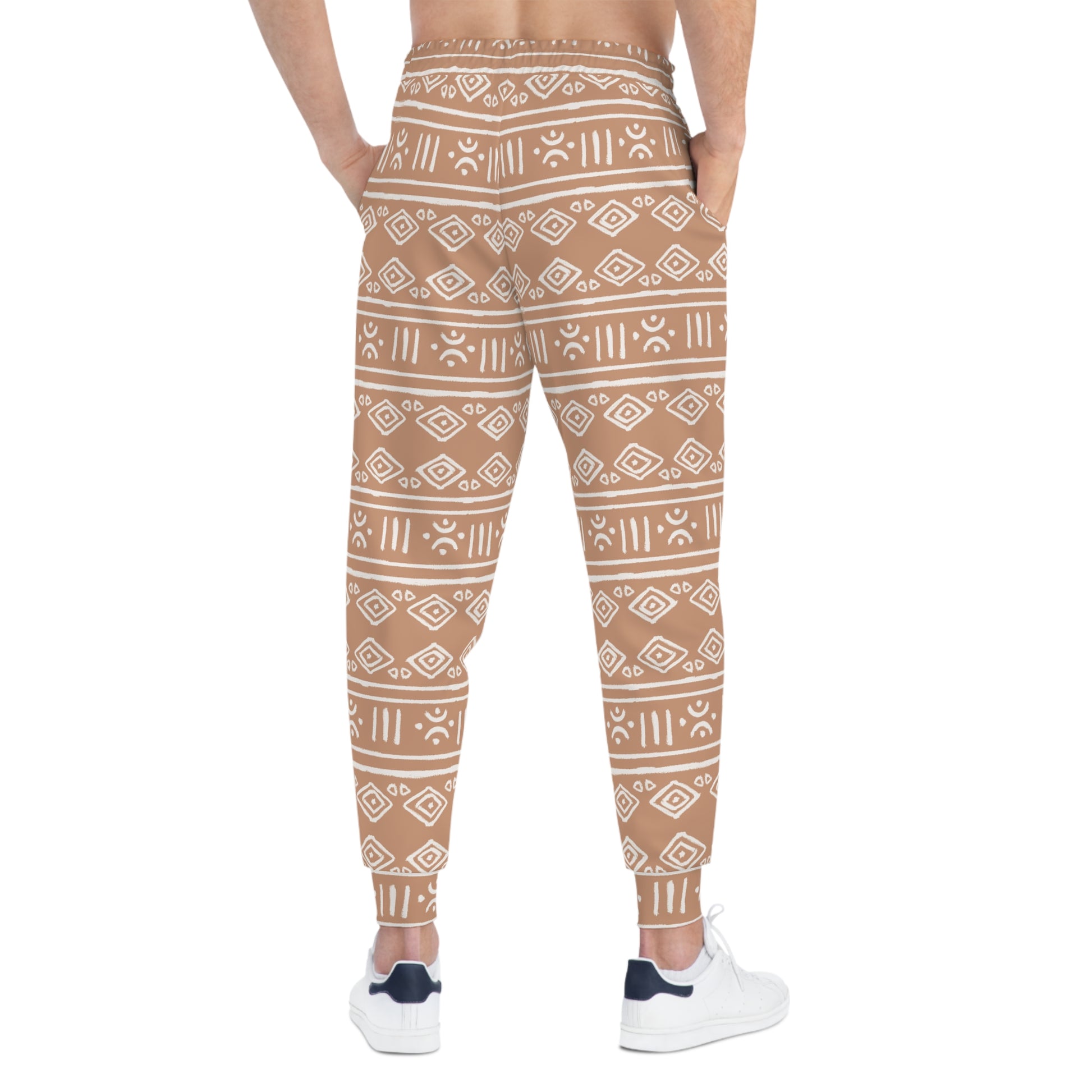 Brown Joggers with African Tribal Symbol Design Man Back