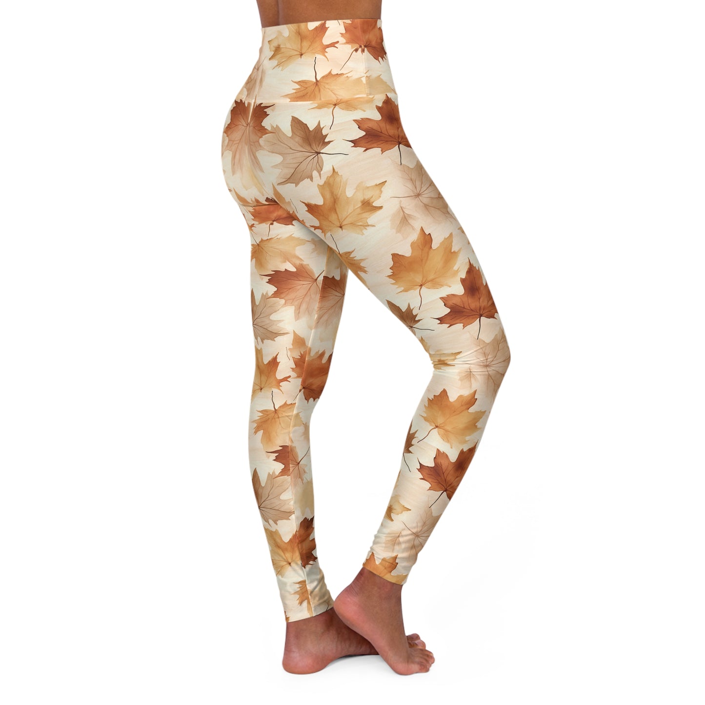 Autumn Leaves High Waisted Yoga Leggings Right