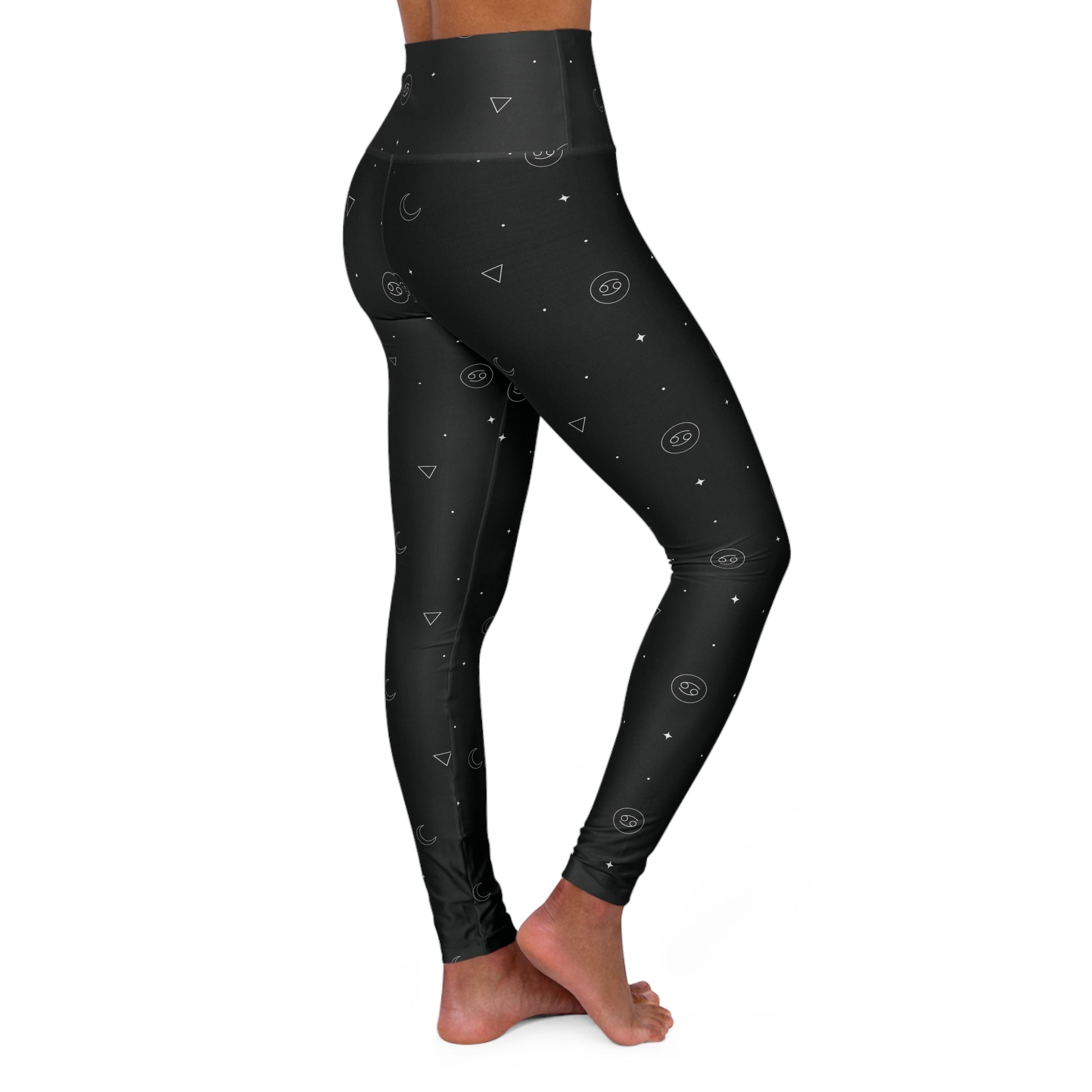 Cancer Zodiac Sign High Waisted Leggings Right