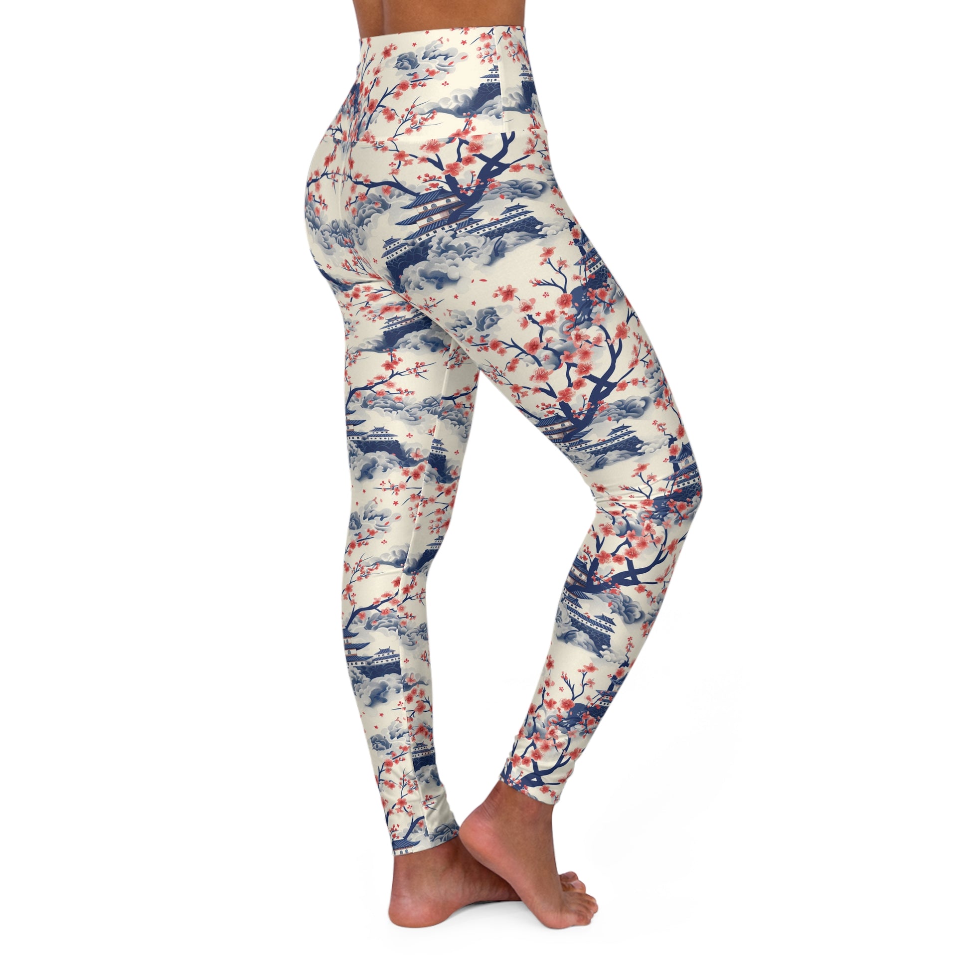 Japanese Blossoms High Waisted Yoga Leggings Right