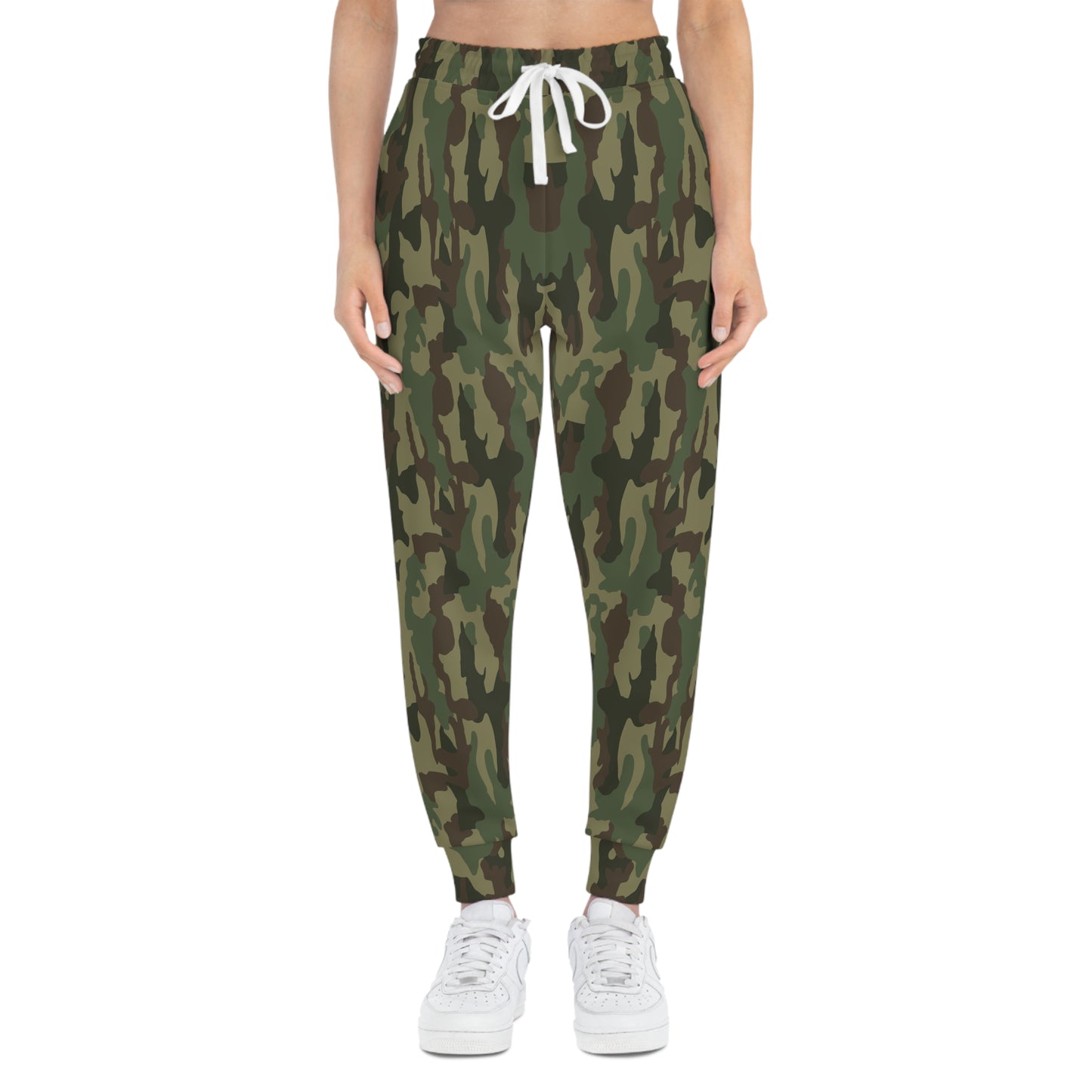 Green Military Camouflage Athletic Joggers Woman Front