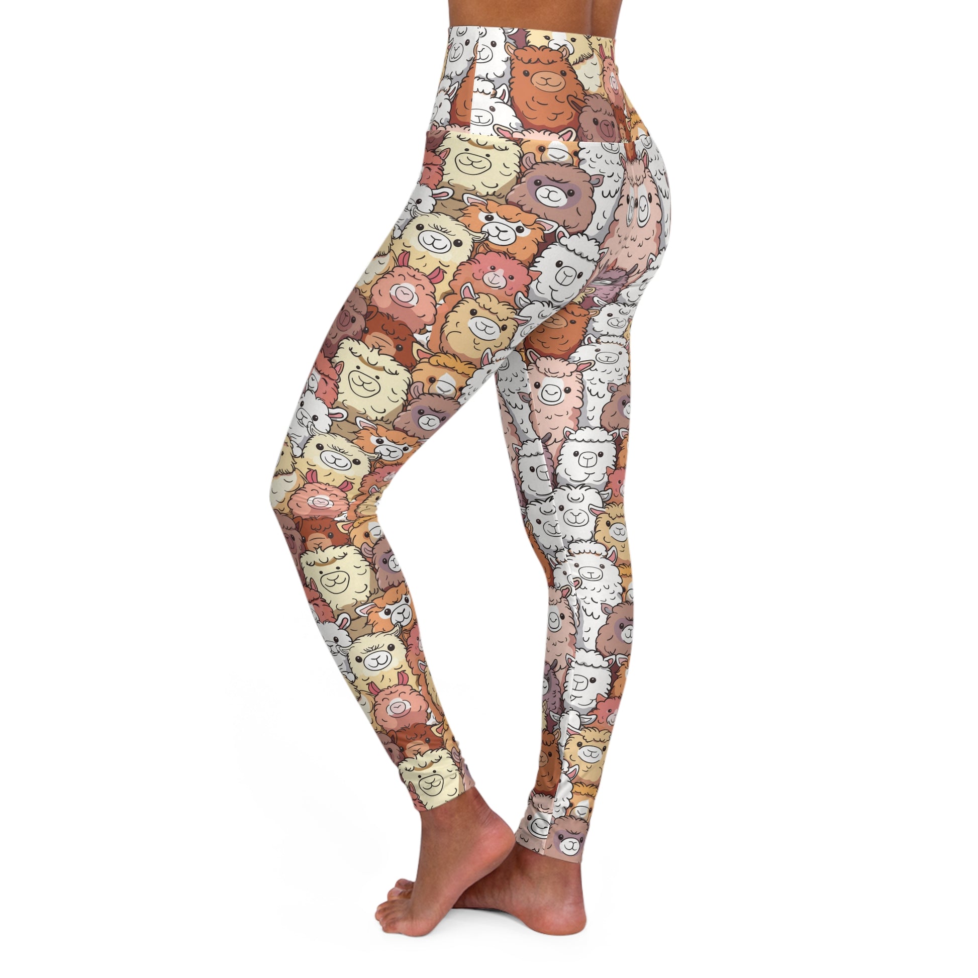 Cute Alpacas High Waisted Yoga Leggings Left