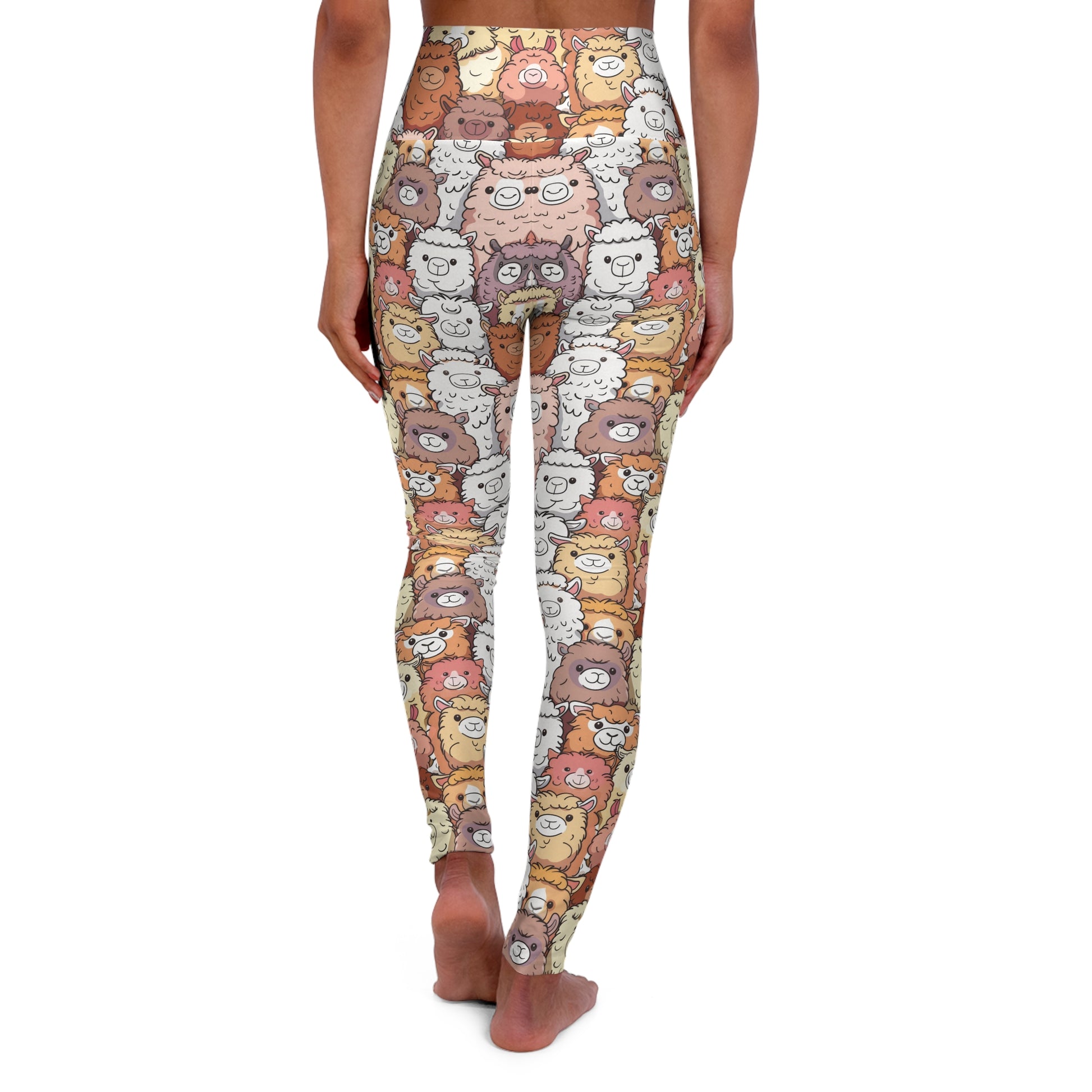 Cute Alpacas High Waisted Yoga Leggings Back