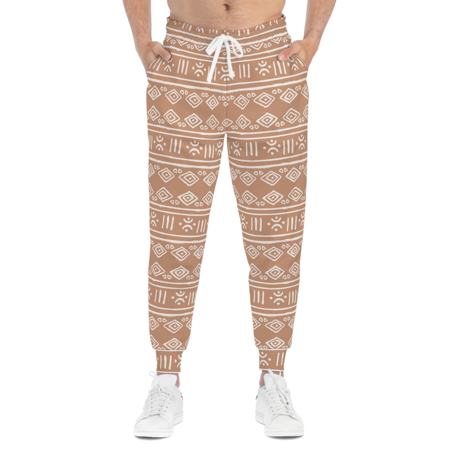 Brown Joggers with African Tribal Symbol Design Man Front