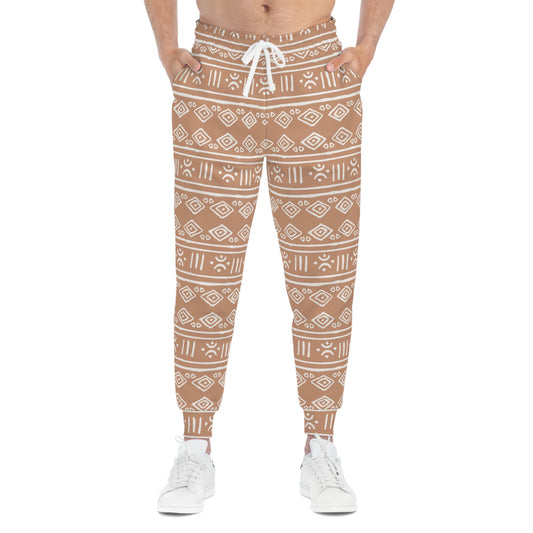 Brown Joggers with African Tribal Symbol Design Man Front