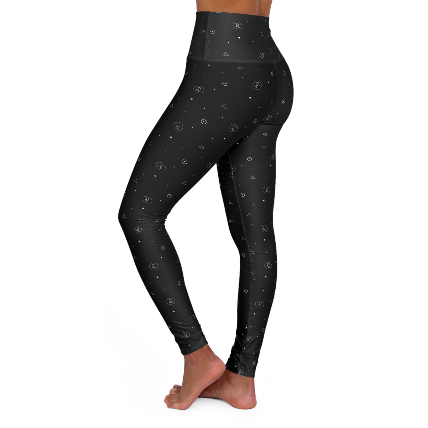 Leo Zodiac Sign High Waisted Leggings Left