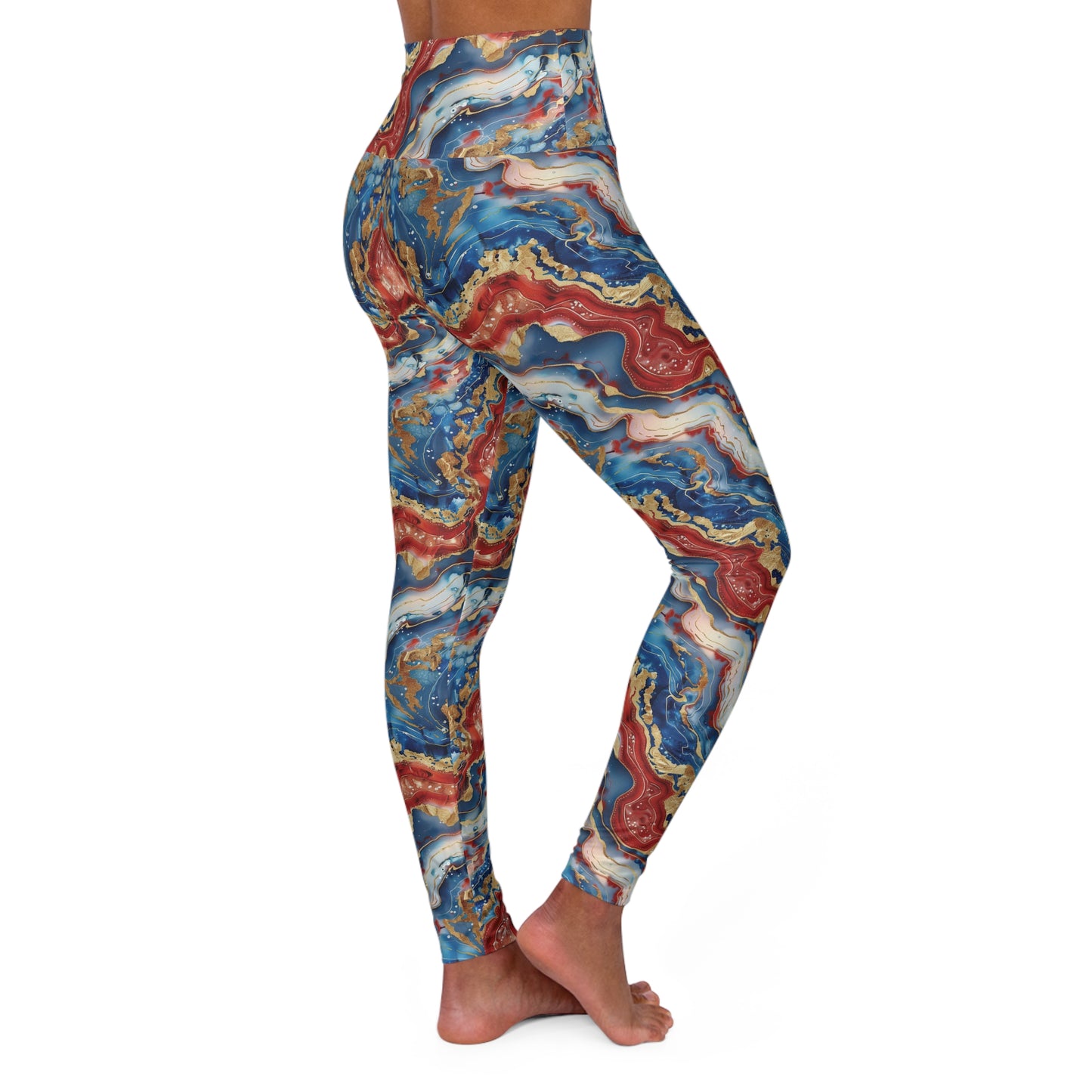 Patriotic Agate High Waisted Yoga Leggings Right