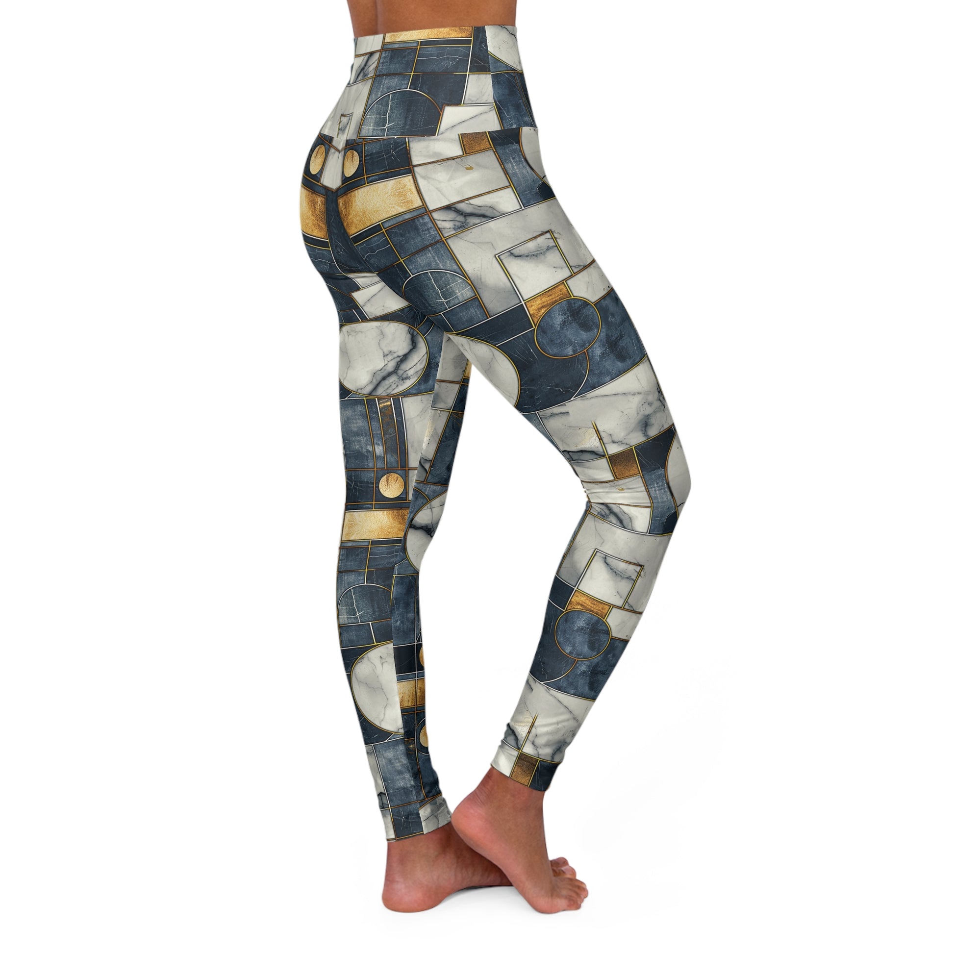 Geometric Marble High Waisted Yoga Leggings Right