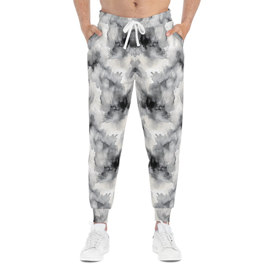 Black and White Watercolor Abstract Joggers Man Front