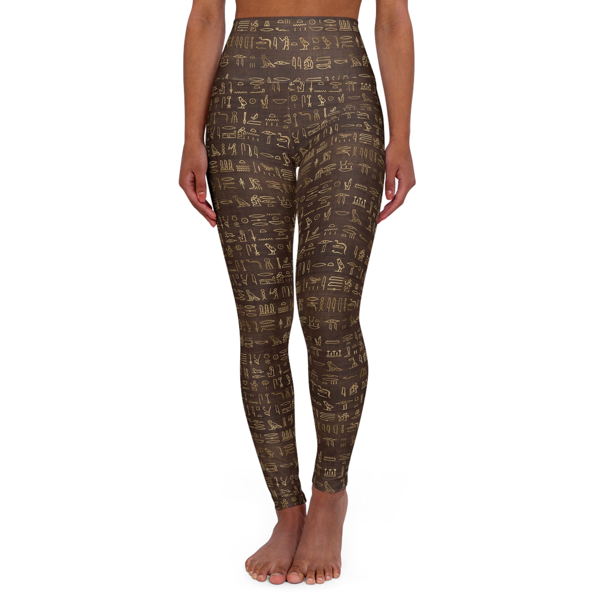 Egyptian Hieroglyphics High Waisted Yoga Leggings Front