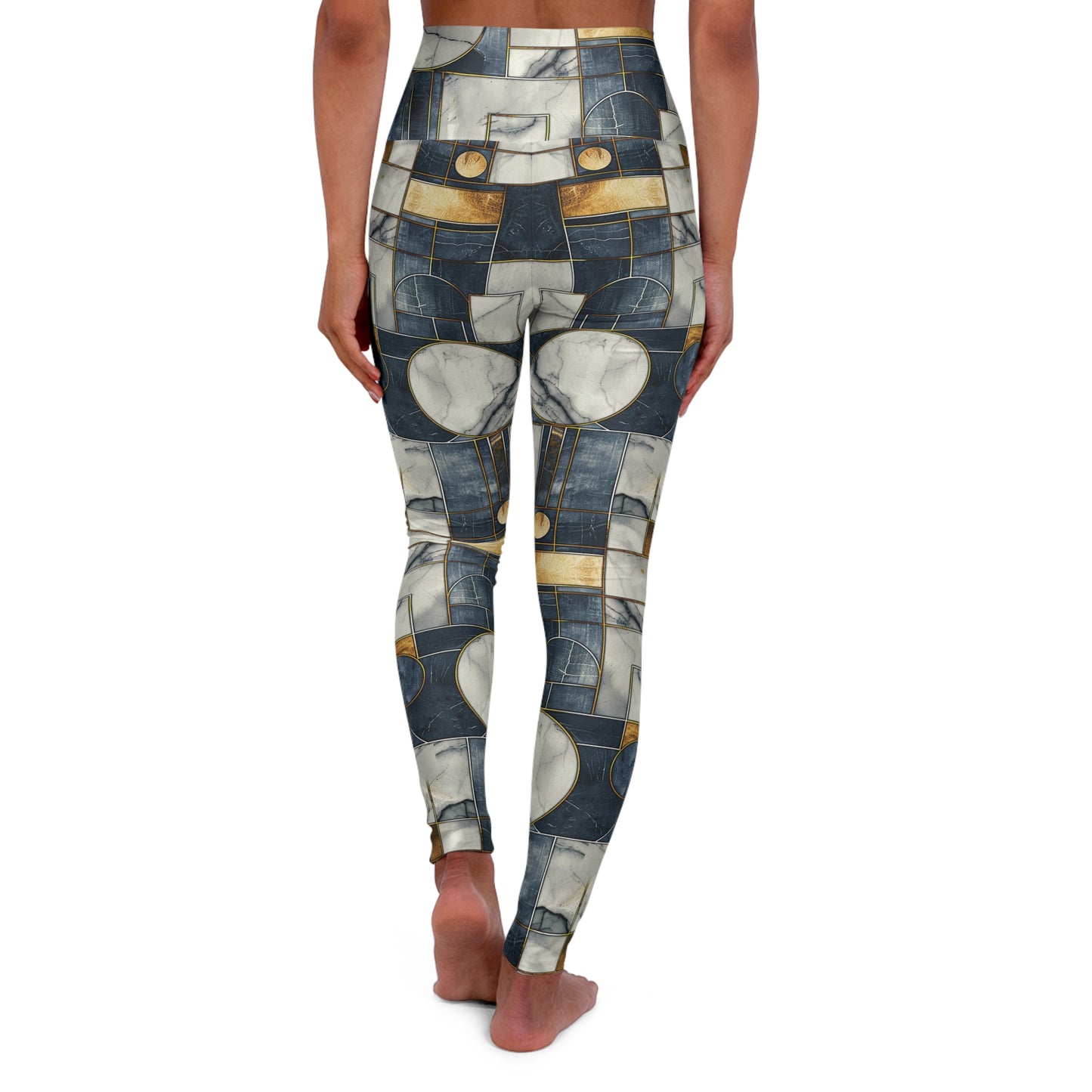 Geometric Marble High Waisted Yoga Leggings Back