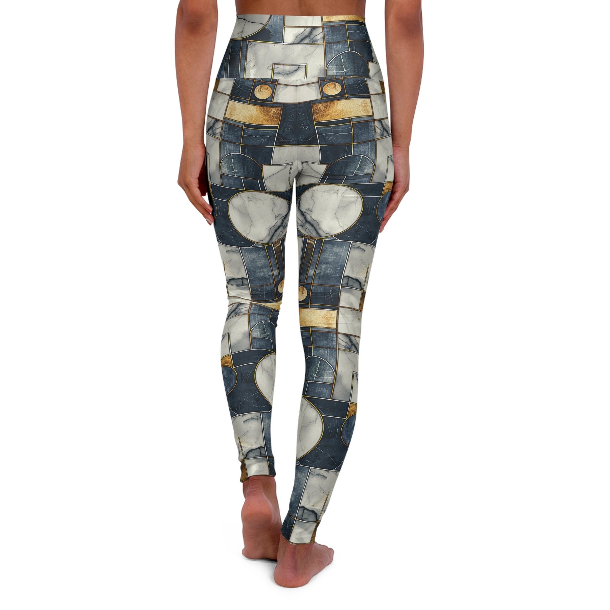 Geometric Marble High Waisted Yoga Leggings Back