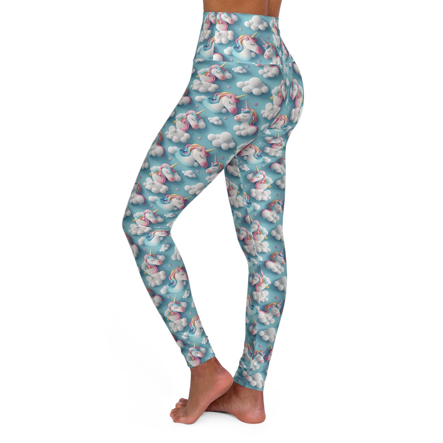 3D Unicorns High Waisted Yoga Leggings Left