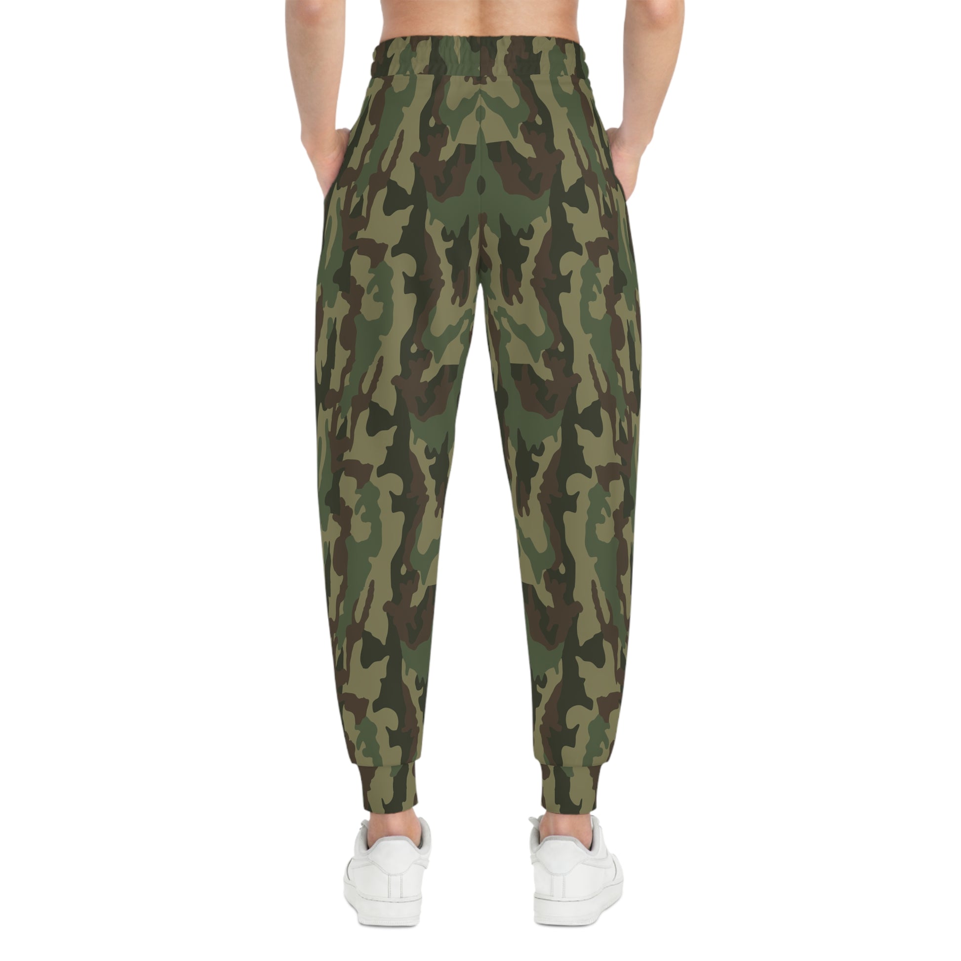 Green Military Camouflage Athletic Joggers Woman Back