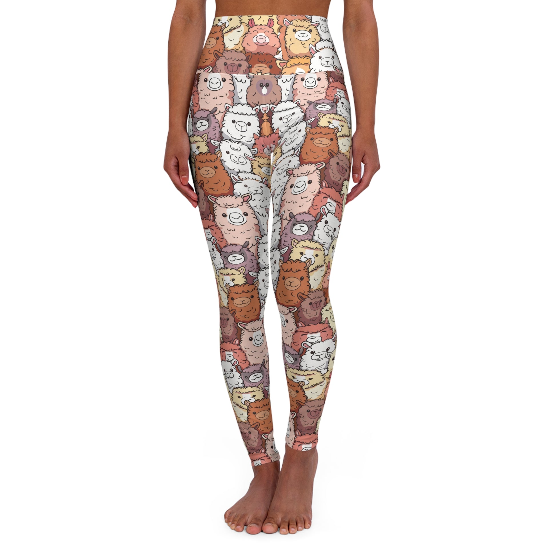 Cute Alpacas High Waisted Yoga Leggings Front