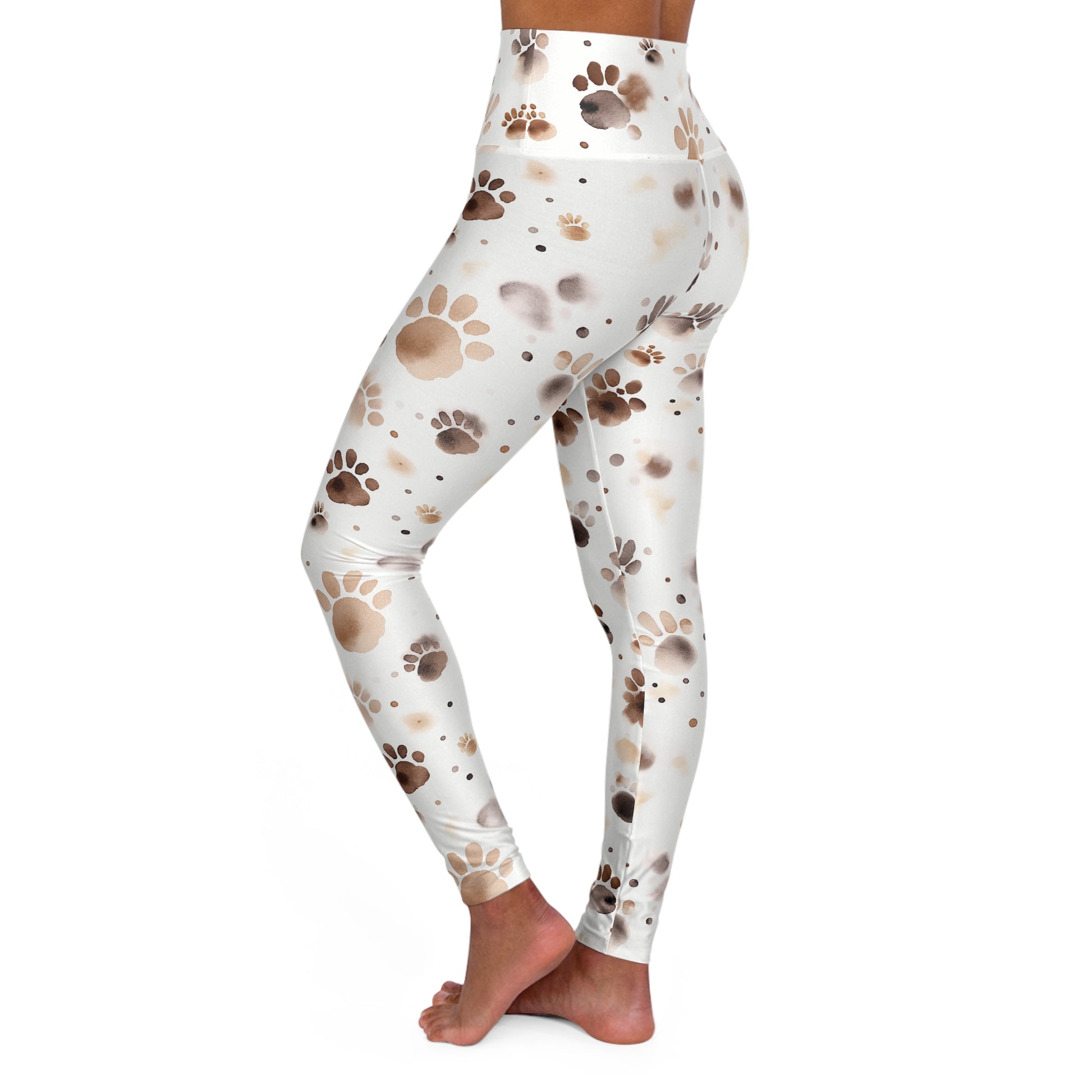 Cute Puppy Paws High Waisted Yoga Leggings Left