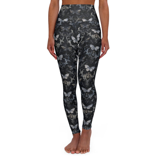 Dark Butterflies High Waisted Yoga Leggings Front