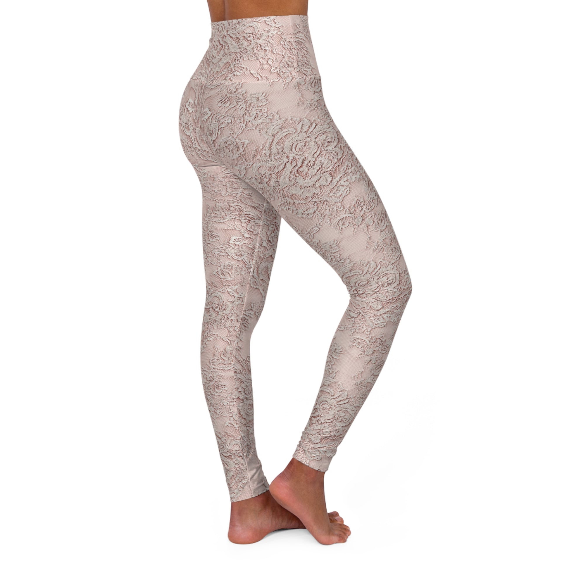 Lace-Style Floral High Waisted Yoga Leggings Right