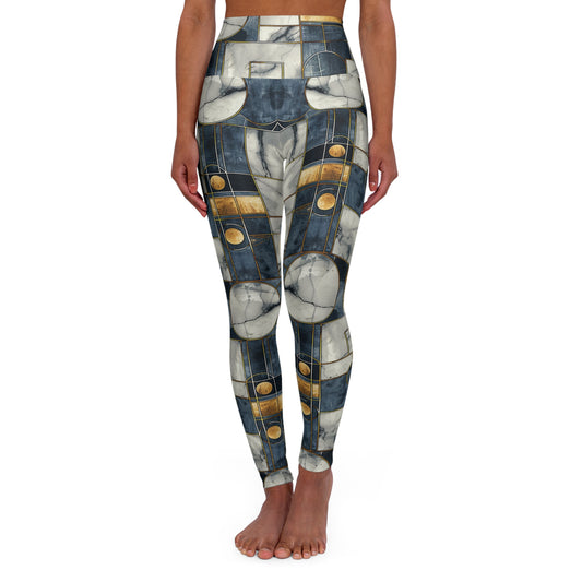 Geometric Marble High Waisted Yoga Leggings Front