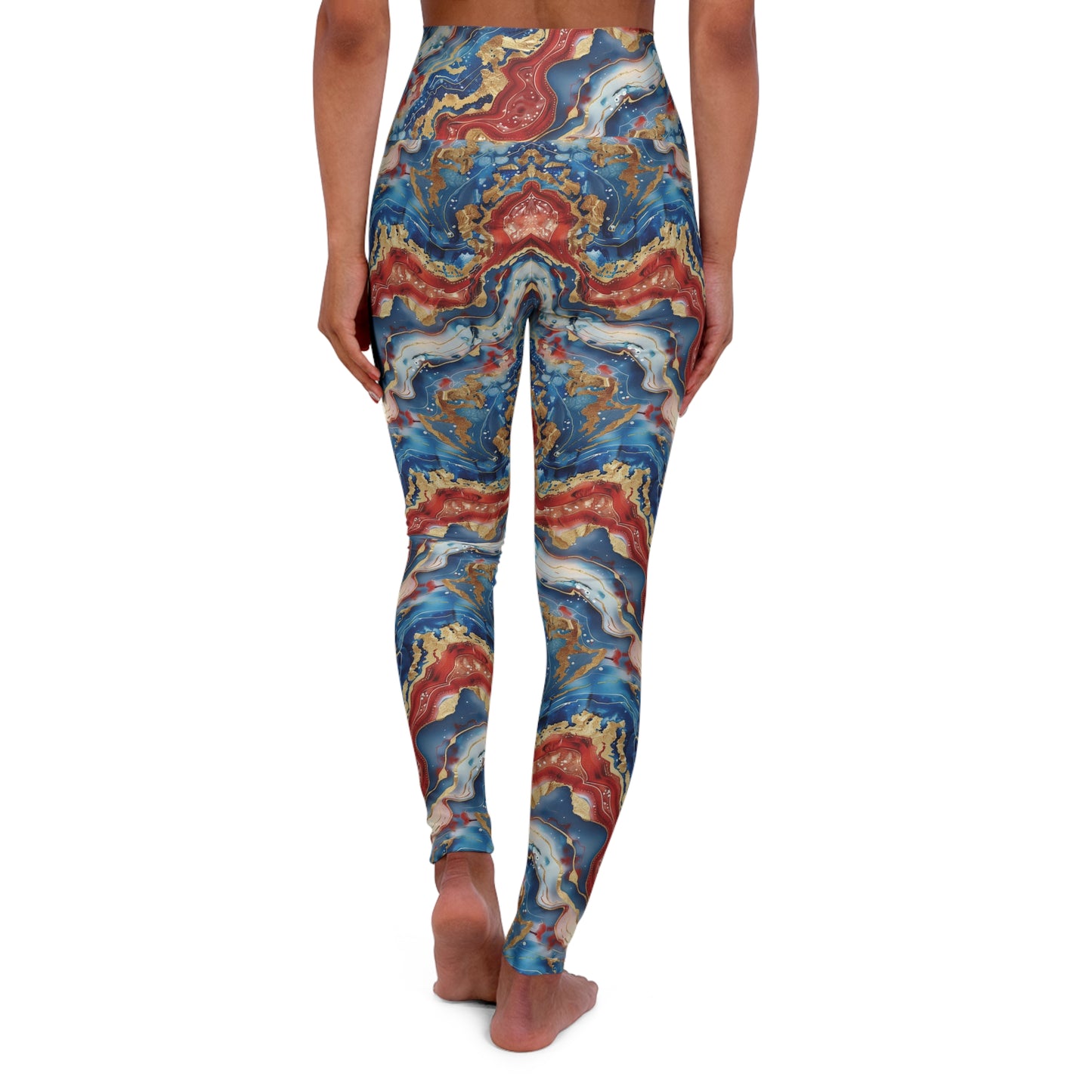 Patriotic Agate High Waisted Yoga Leggings Back