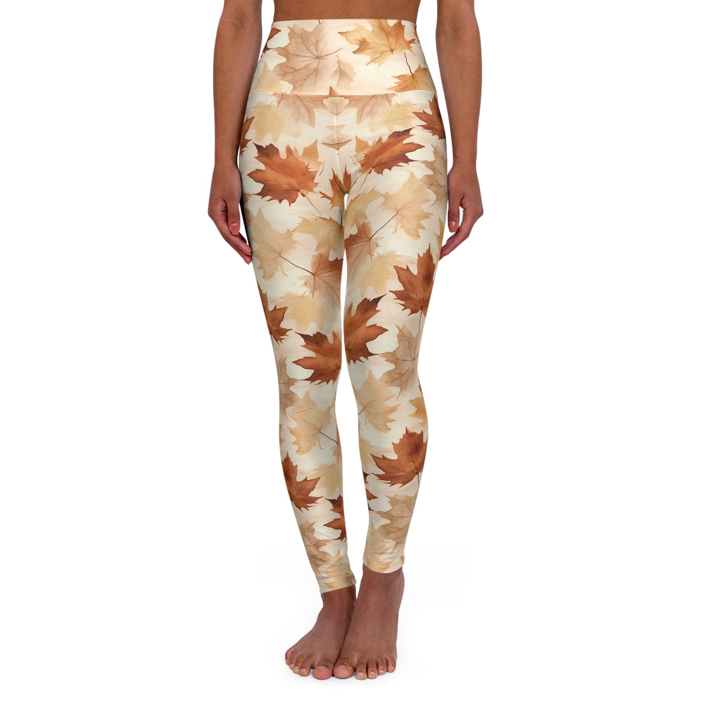 Autumn Leaves High Waisted Yoga Leggings Front