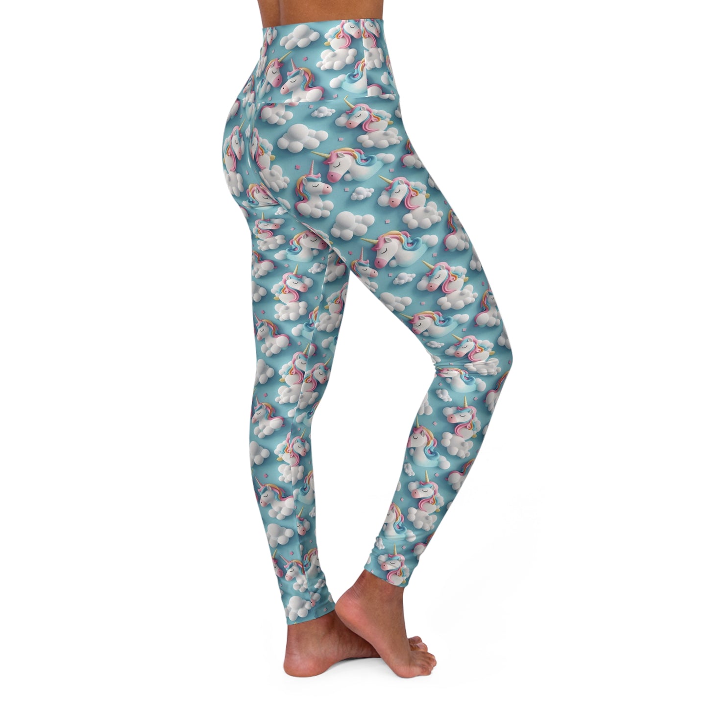 3D Unicorns High Waisted Yoga Leggings Right