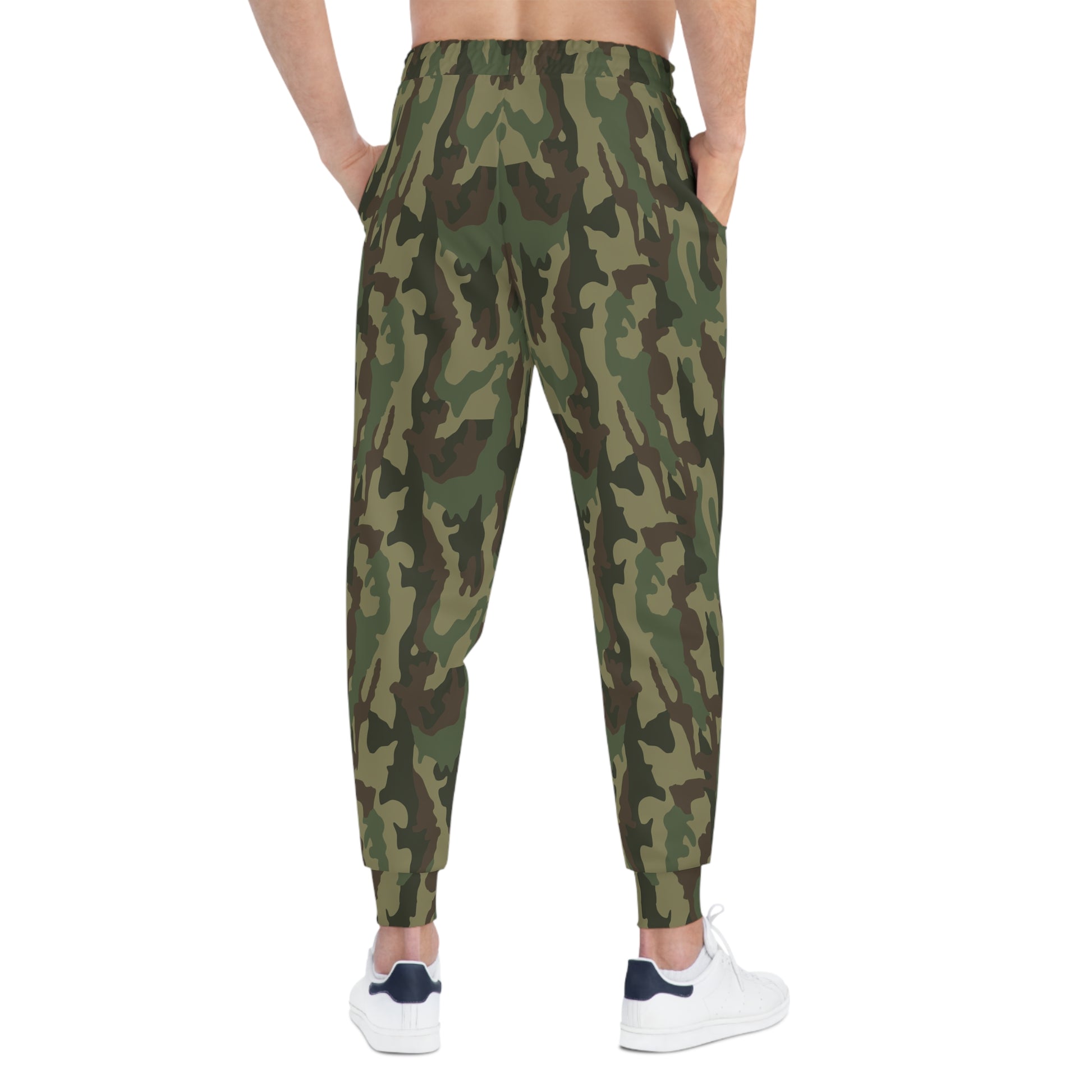 Green Military Camouflage Athletic Joggers Man Back