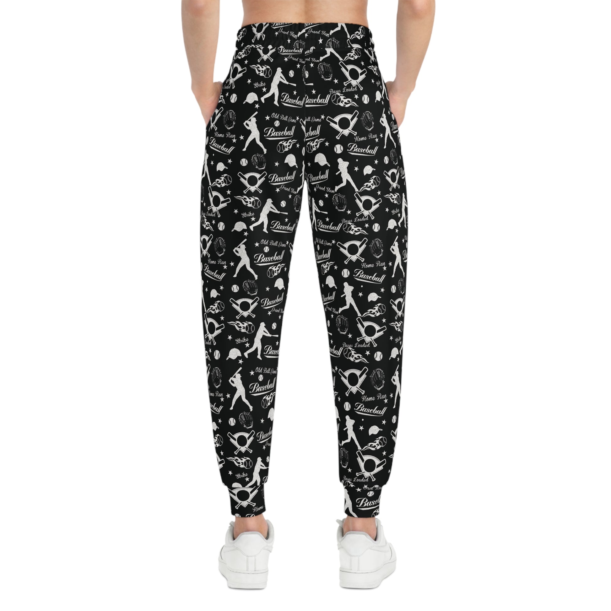 Baseball Themed Athletic Joggers Woman Back