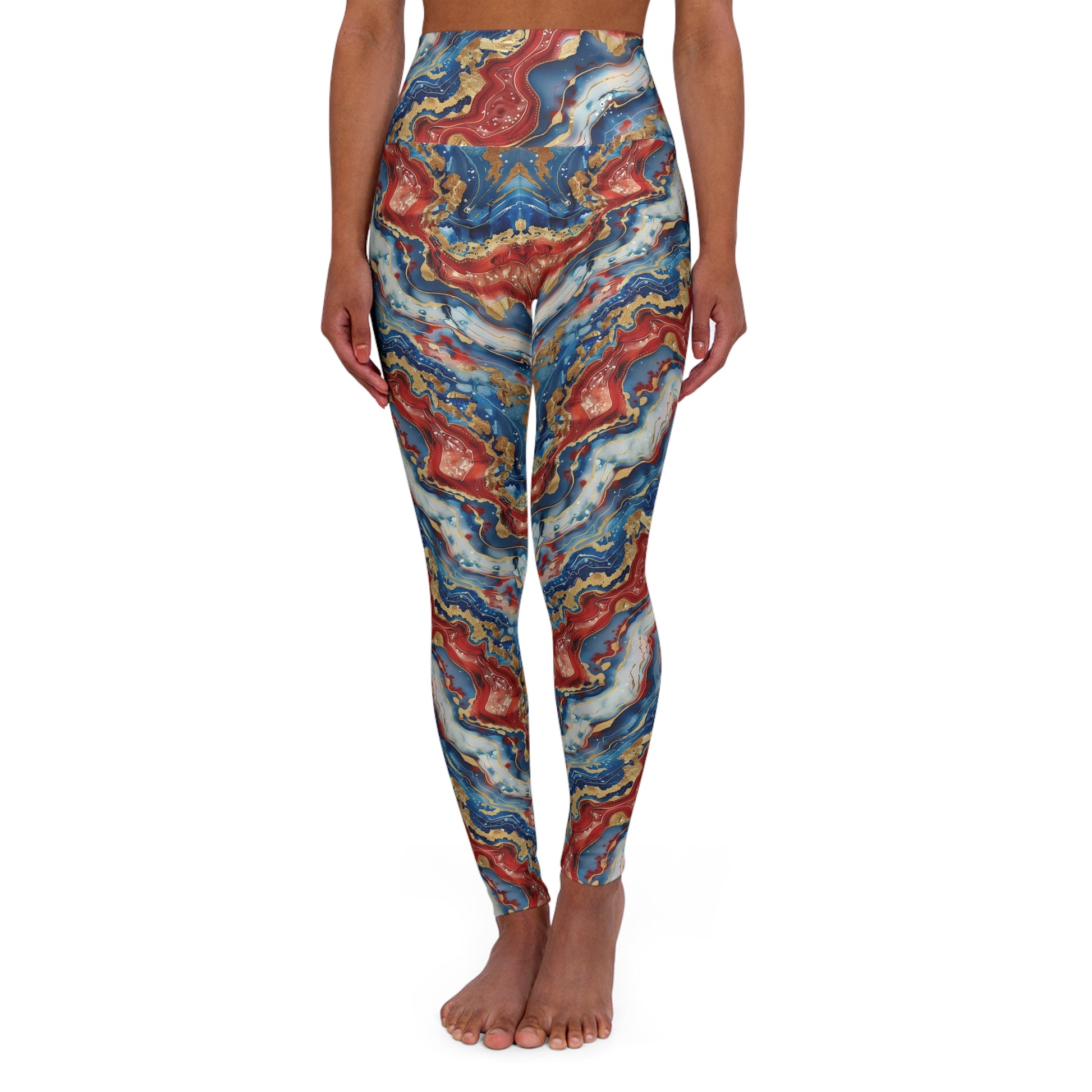 Patriotic Agate High Waisted Yoga Leggings Front