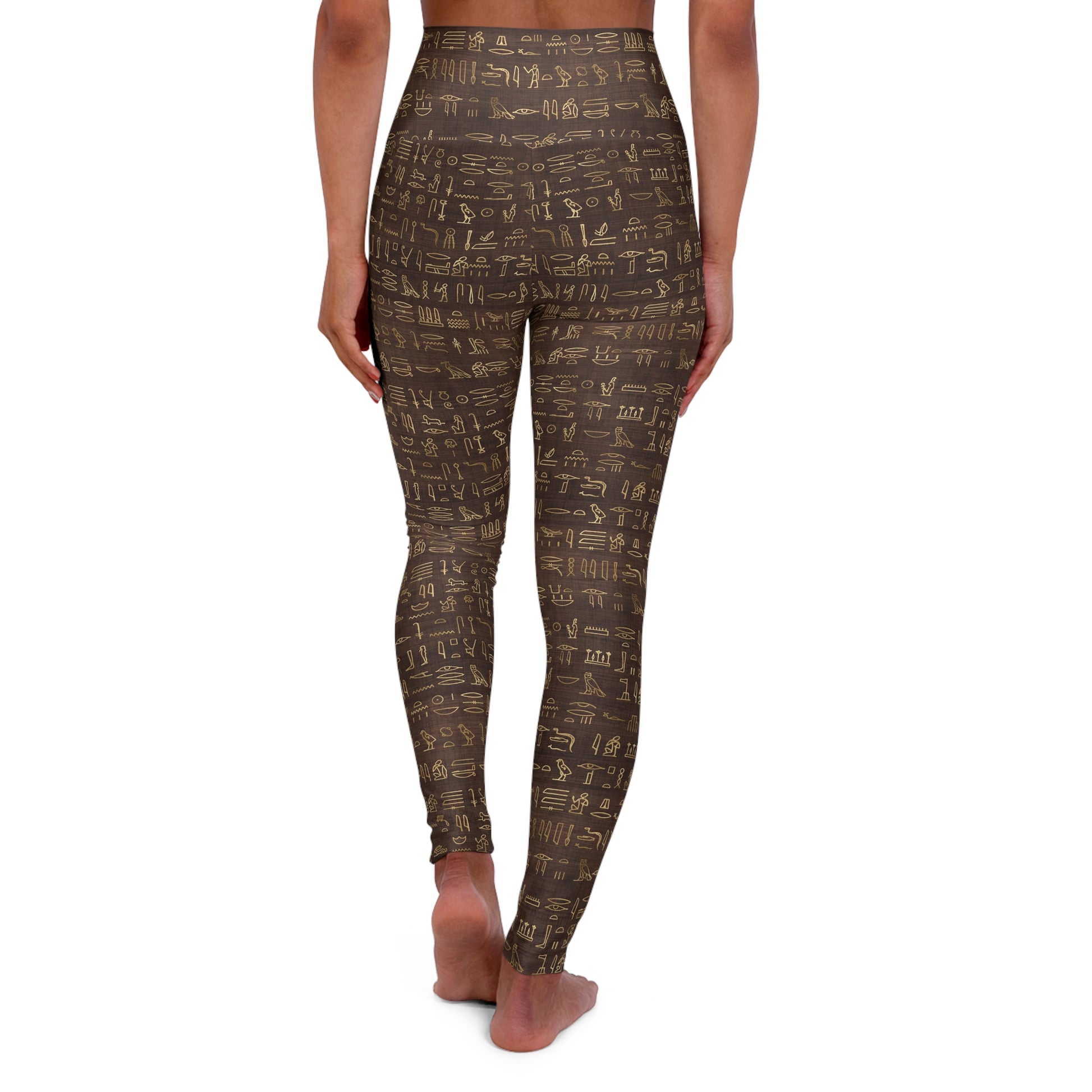 Egyptian Hieroglyphics High Waisted Yoga Leggings Back