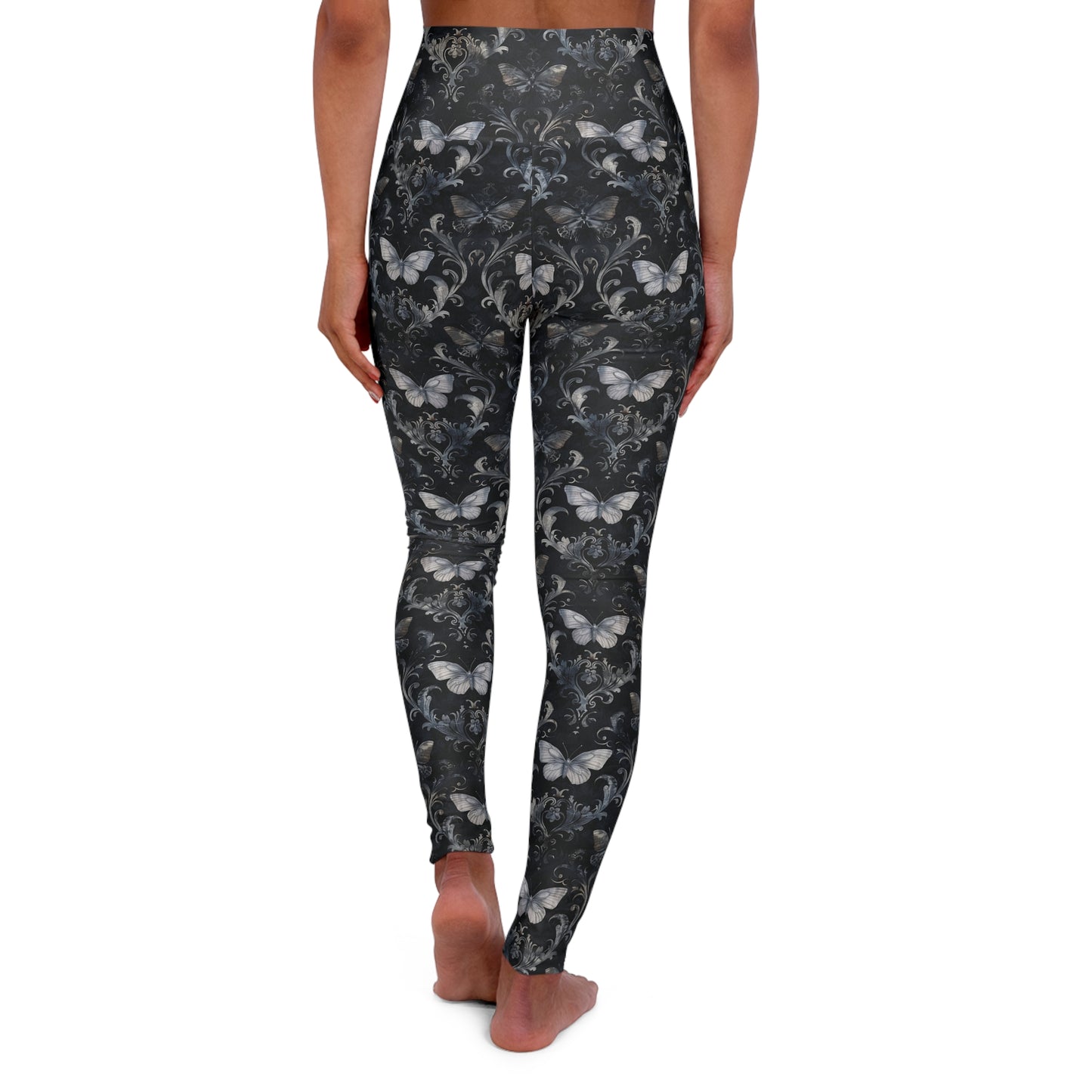 Dark Butterflies High Waisted Yoga Leggings Back