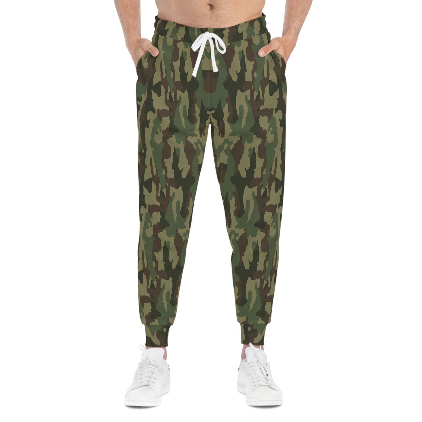 Green Military Camouflage Athletic Joggers Man Front