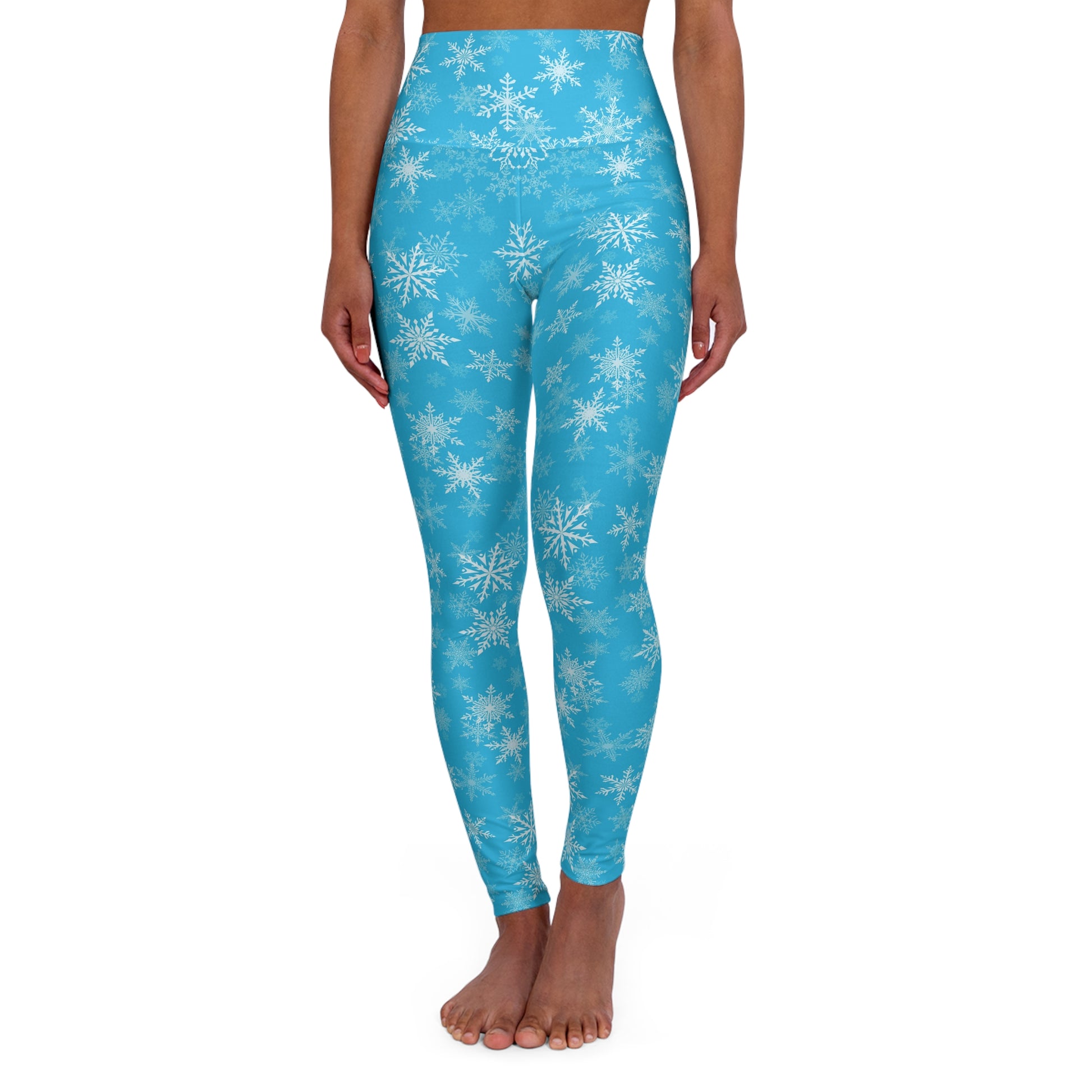 Falling Snowflakes High Waisted Leggings Front