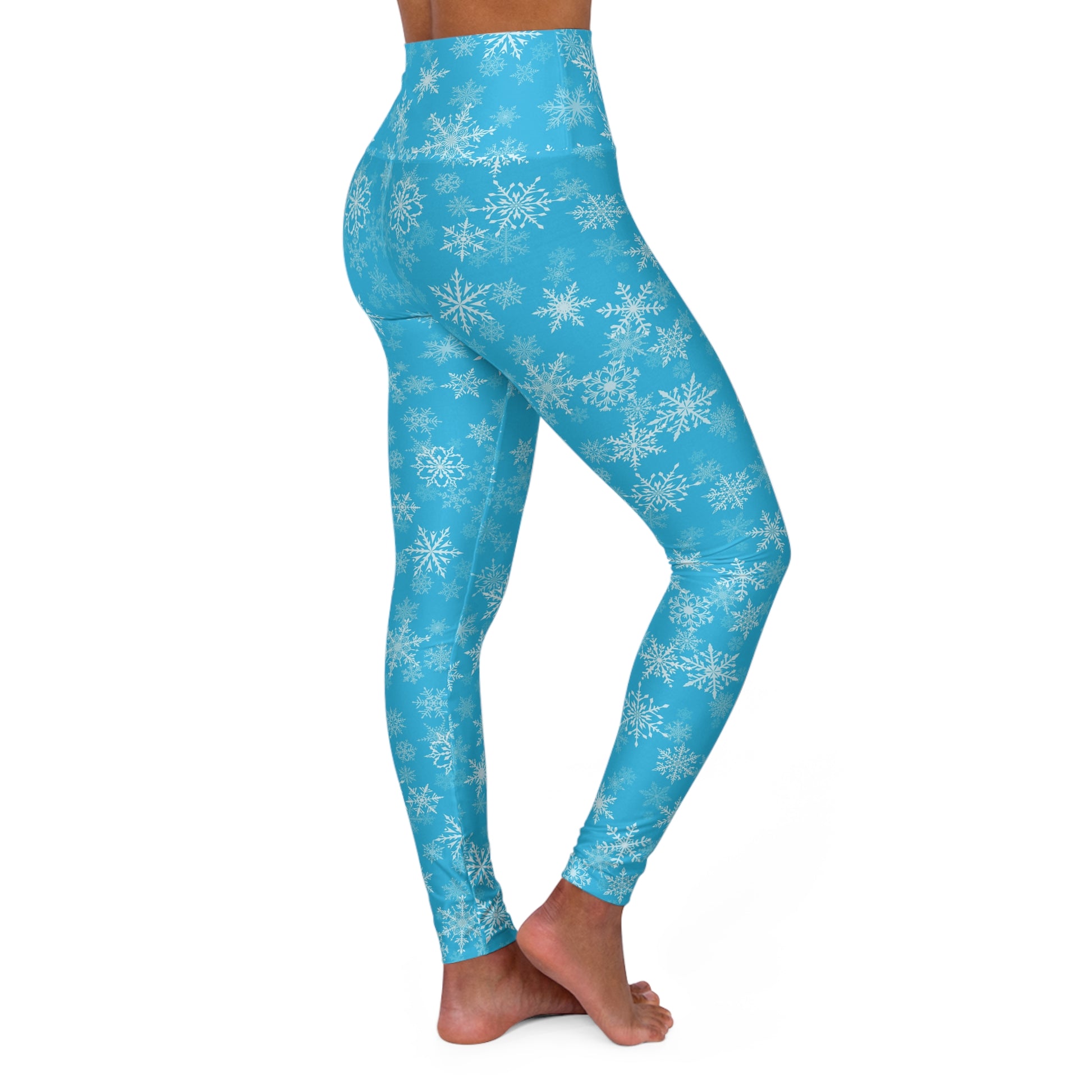 Falling Snowflakes High Waisted Leggings Right