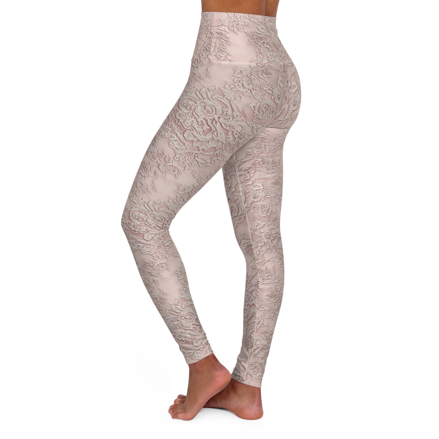 Lace-Style Floral High Waisted Yoga Leggings Left