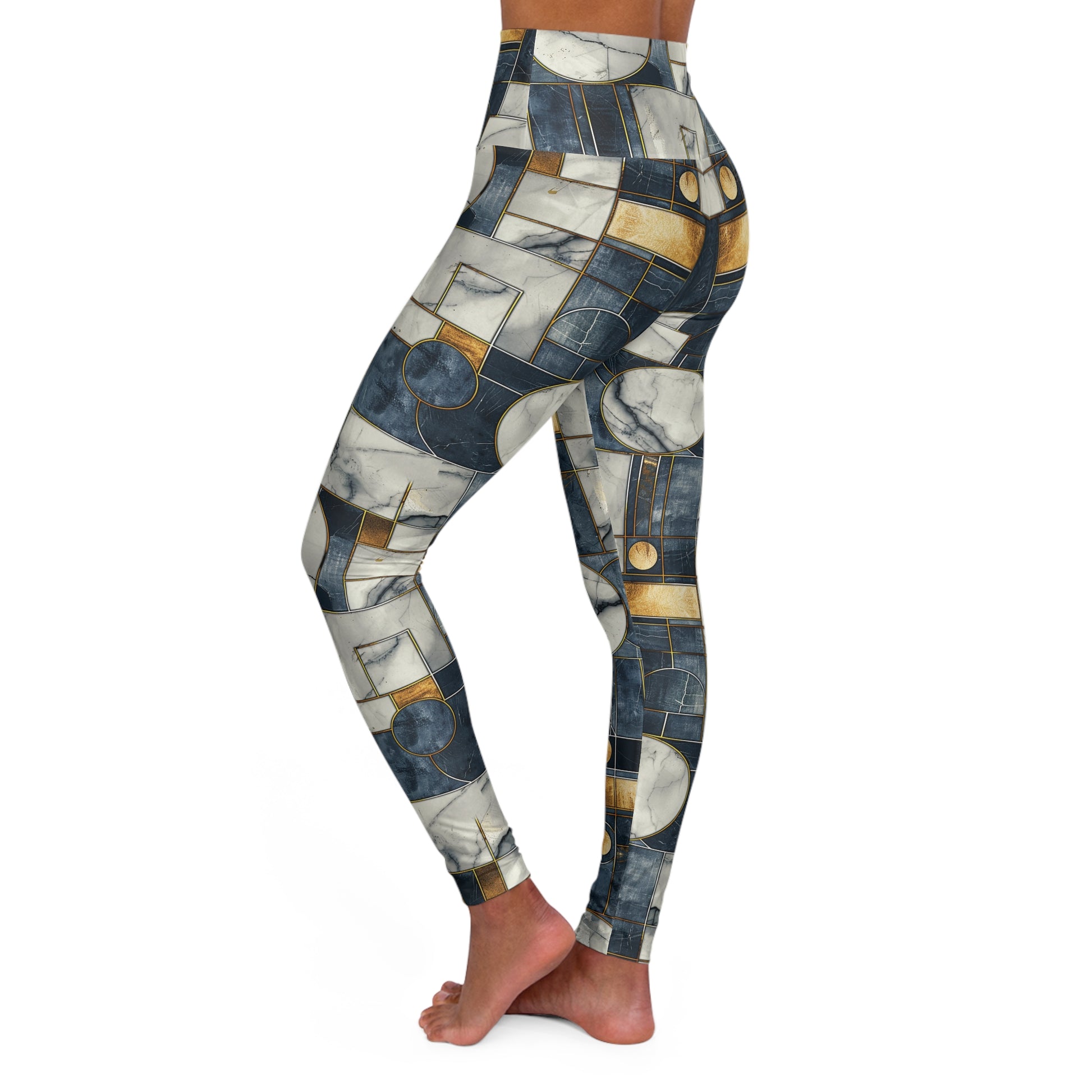 Geometric Marble High Waisted Yoga Leggings Left