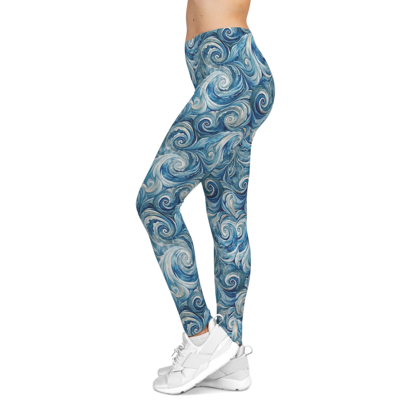 Leggings with Ocean Swirls Left