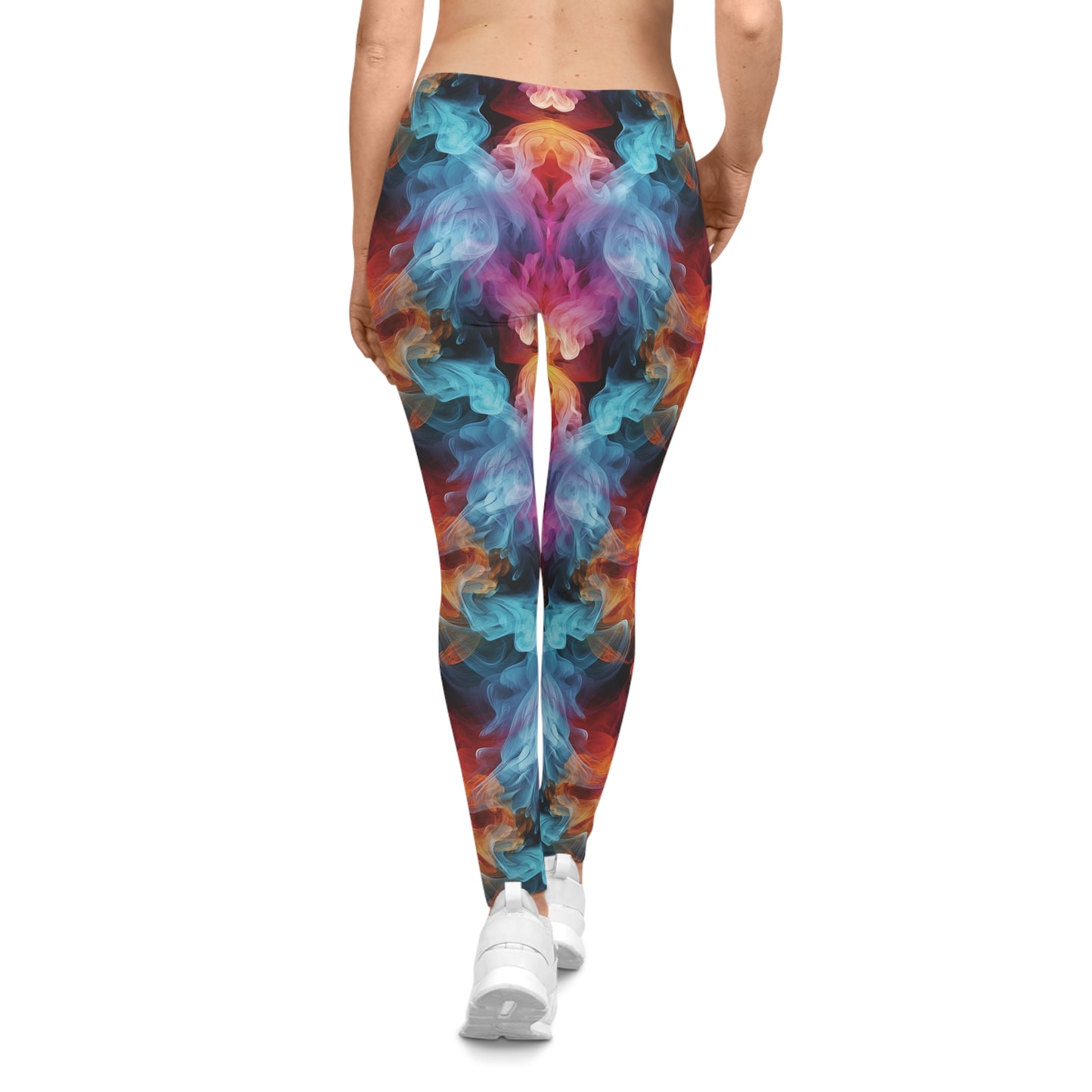 Leggings with Vibrant Colorful Smoke Pattern Back