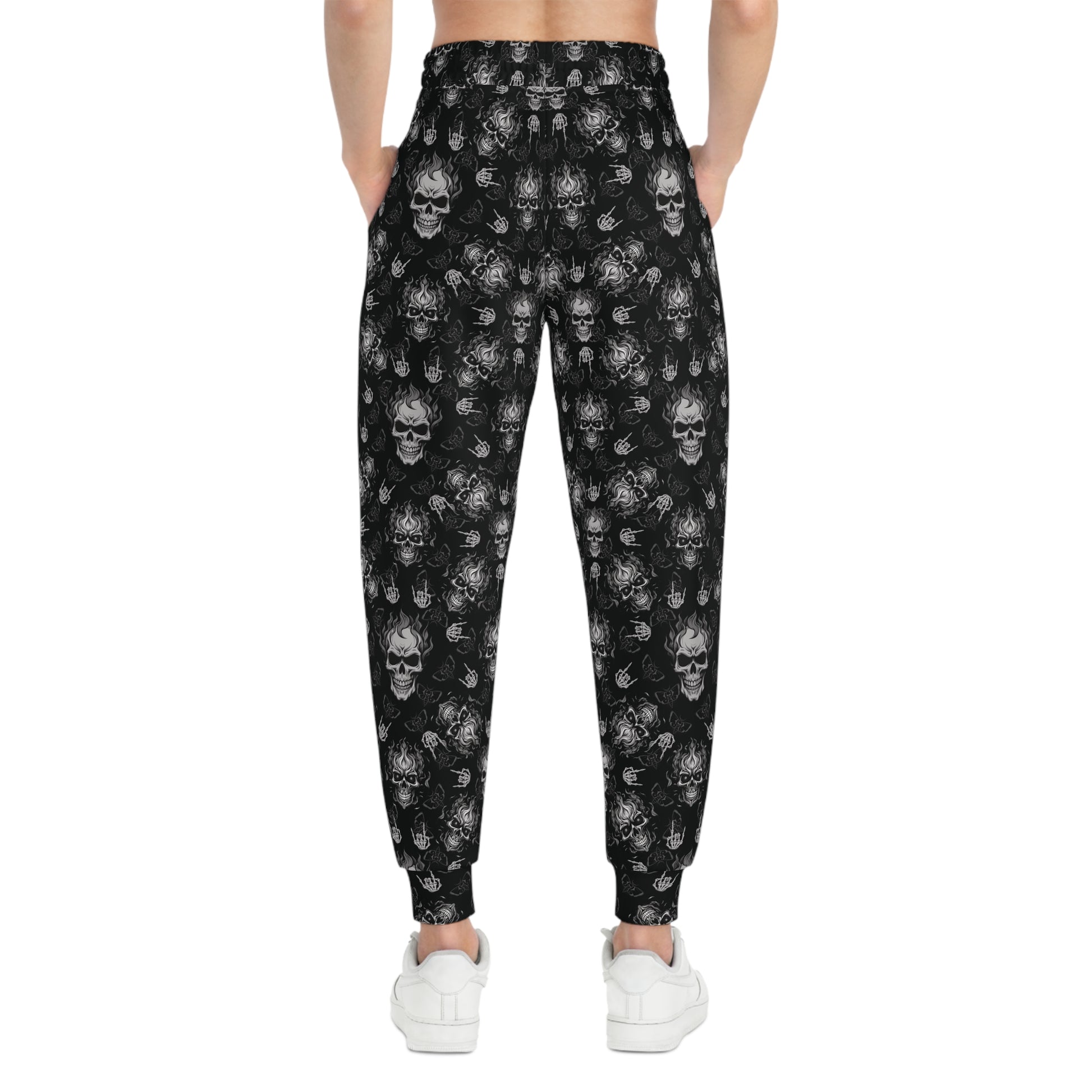 Heavy Metal Skull Athletic Joggers Woman Back